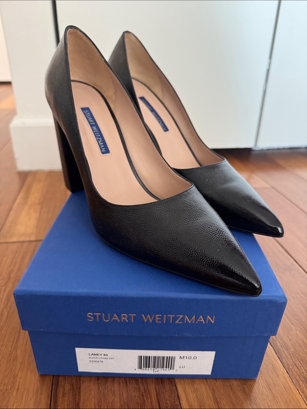 Stuart Weitzman Laney 95 in Black Caviar Patent Leather